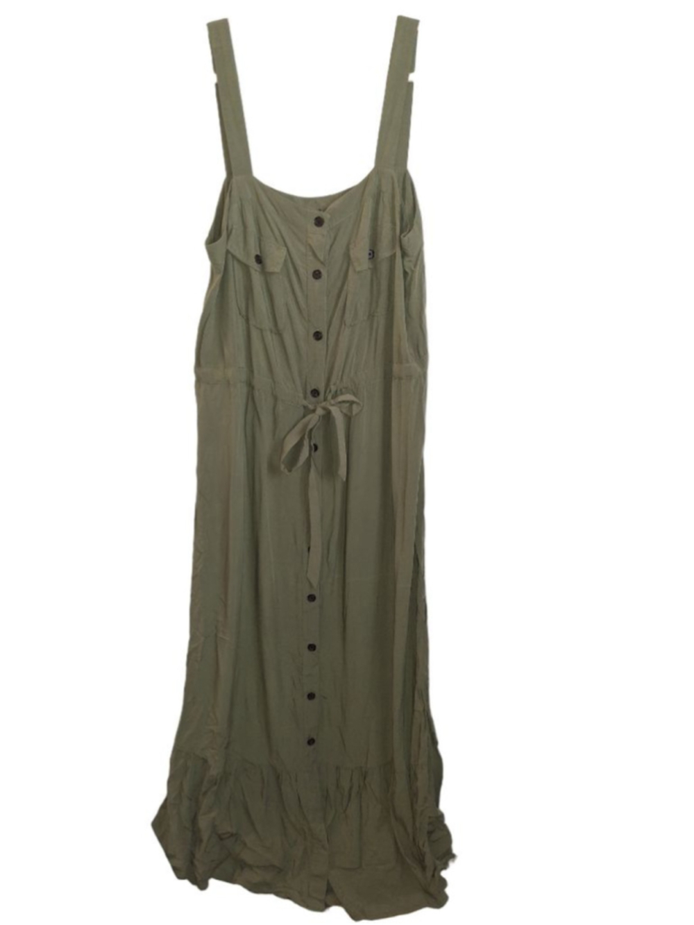 LOFT Green Plus Size XL Maxi minimalist utility safari style summerwear Dress